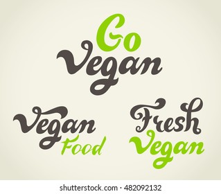 Vegan - handwritten lettering set for shop, restaurant, cafe menu.