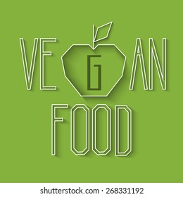 Vegan healthy food illustration. Label, trade mark  design. Apple icon design.