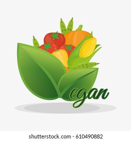 vegan healthy nutrition fruits and vegetables vector illustration eps 10