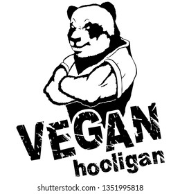 Vegan hooligan - Panda. Vector illustration. T-shirt print. Eps 10