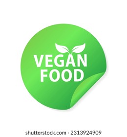 Vegan icon. 100% Vegan label. Vegan diet logo. Healthy, organic and natural product badge. Vegan food banner label for vegetarian green leaf circle seal sticker. Vector illustration