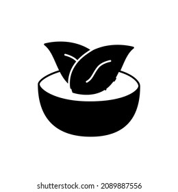 Vegan Icon in black flat glyph, filled style isolated on white background
