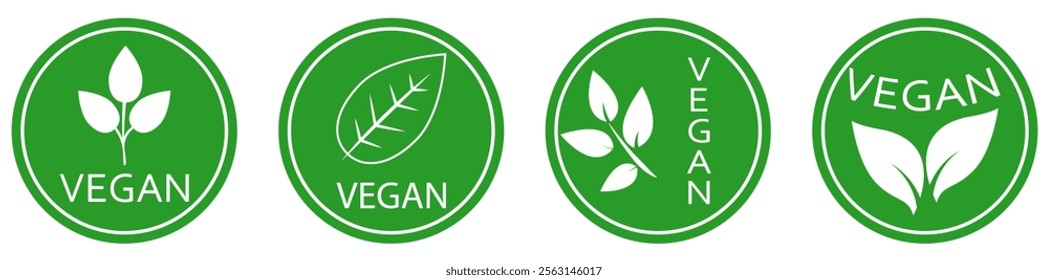 Vegan icon collection. stickers for labeling package, food, cosmetics
