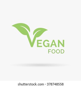 Vegan Icon Design. Vegetarian Food Diet Sign With Letter 'V' And Leaf Symbol. Vector Illustration.