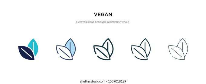 vegan icon in different style vector illustration. two colored and black vegan vector icons designed in filled, outline, line and stroke style can be used for web, mobile, ui