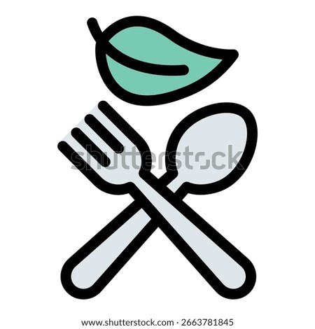 Vegan icon flat line style illustration representing plant-based lifestyle and animal-free products suitable for food packaging wellness apps and sustainable living projects