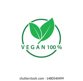 Vegan icon ,green leaf icon logo template