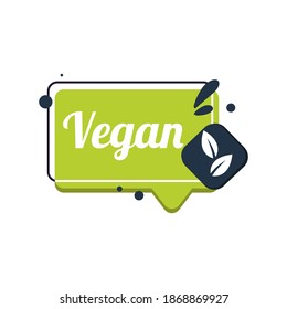 Vegan icon isolated for tag product. Vector fresh and healthy ecology, recycle vegetarian stamp to packaging, health market illustration