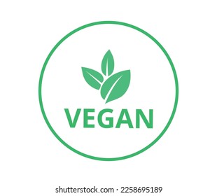  Vegan icon with leaves. Concept of organic and bio.
