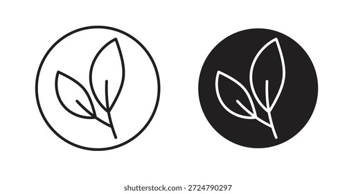 Icono vegano en diseño de línea y colores sólidos en blanco y negro para diseños