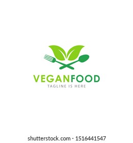 Vegan icon logo design template. vector illustration.