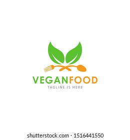 Vegan icon logo design template. vector illustration.