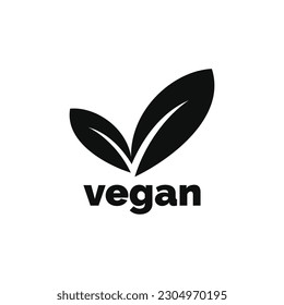 Logo del icono vegano aislado en fondo blanco