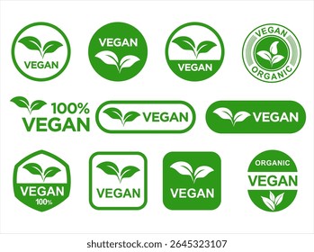 Ícone vegano conjunto de crachá e emblema sinal bio ecologia logotipo orgânico e emblemas etiqueta coleção 
