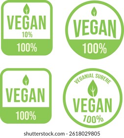 Vegan icon set. Bio, Ecology, Organic logos and icon, label, tag. Green leaf icon on white background
