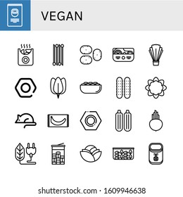 vegan icon set. Collection of Nuts, Potatoes, Onion, Potato, Salad, Nut, Spinach, Pistachio, Cucumber, Cauliflower, Animal testing, Banana, Zucchini, Beet, Bio, Mint, Cabbage icons