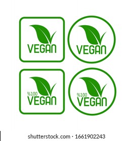 Vegan Icon Set On White Background