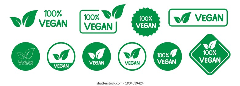 Vegan icon set. Organic food labels. Fresh eco vegetarian products.
Vegan Logo. Vector Illustration