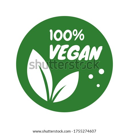 Vegan icon set. Organic logos and badges, label, tag. Green leaf on white background. Vector illustration.
