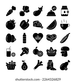 vegan icon set. solid icon