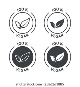 vegan icon set, vegetarian food, green leaf on white background