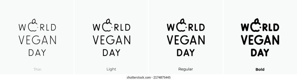 vegan icon. Thin, Light Regular And Bold style design isolated on white background