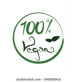 Vegan icon vector. Vegan handmade letters. Illustration