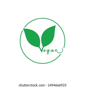 Vegan icon vector logo design illustration
