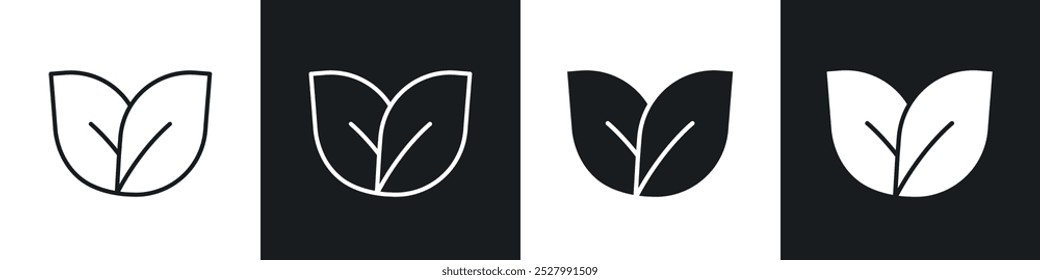 Vegan icon vector icon set black filled and outlined style.