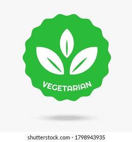Vegan icon vector template. Vegan green logo layout with leaf. Organic sticker or stamp. Eps 10 vector