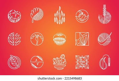 Vegan icons. Natural and organic cosmetic line symbols set. GMO free emblems. Organic products badges. Hypoallergenic, safe for children, clean cosmetic, non toxic. Vector illustration