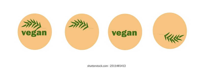 vegan icons on transparent background set