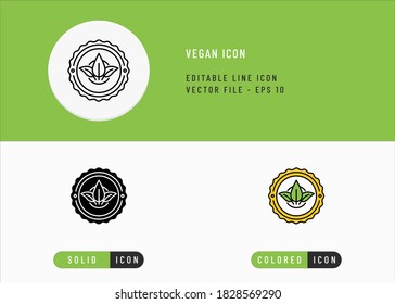 Los iconos veganos configuran la ilustración del vector de trazo editable. Concepto vegetariano orgánico. Estilo de línea de iconos en un fondo aislado para la aplicación móvil, el diseño web y la presentación.