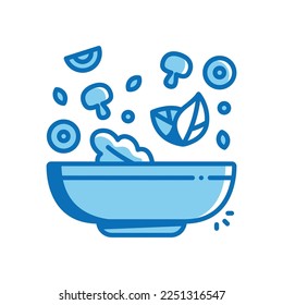 Vegan ingrediente vectorial icono estilo de contorno azul.Puede ser usado para invitación de boda, diseño de tarjeta y diseño de fondo