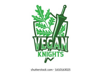 vegan knights logo design template
