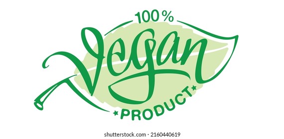 Vegan label. Eco product tag. Natural bio product sticker. Fresh product. Vegan logo symbol.