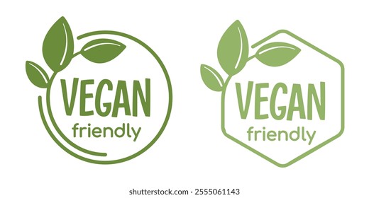 Vegan label - food products sticker stamp with non-meat composition - isolated vector emblem in organic calligraphic style