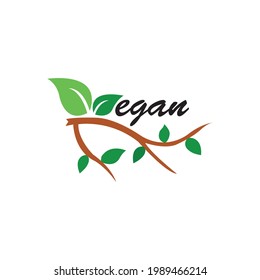 vegan label and healthy logo icon template.