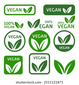 Rótulo vegano. Estilo de vida, adesivo, amigável, livre de crueldade, folha, folhas, vegetais, verde, vegetariano, vegetariano, vegetariano, produtos animais recusa, salvar o planeta, bondade, respeitar toda a vida, paz, combustível limpo