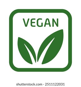 Vegan label. Lifestyle, sticker, friendly, cruelty free, leaf, leaves, vegetables, green, vegetarian, veggie, animal products refusal, save the planet, kindness, respect all life, peace, clean fuel