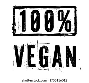 Vegan Label for t-shirt print or sticker. Black and white typography illustration. Isolated layers that can be easily changed in terms of color.