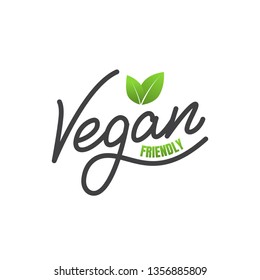 Vegan label. Vector lettering sticker for Vegan food products.