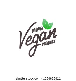 Vegan label. Vector lettering sticker for Vegan food products.