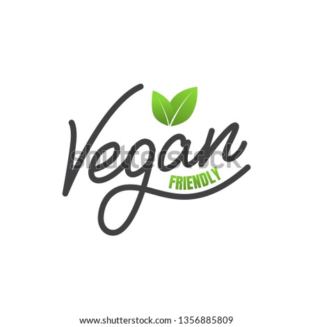 Vegan label. Vector lettering sticker for Vegan food products.