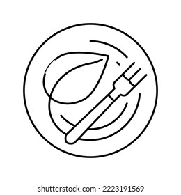 vegan leaf line icon vector. vegan leaf sign. isolated contour symbol black illustration