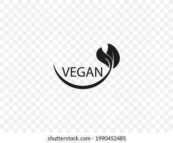 Vegan, leaf, natural icon on transparent background. Vector illustration.