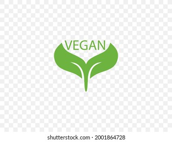 Vegan, leaf, natural icon on transparent background. Vector illustration.