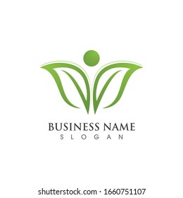 logo y símbolo vectorial de hoja vegana 