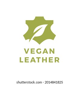 vegan leather leaf natural logo vector icon illustration