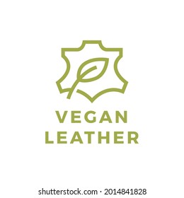 vegan leather leaf natural logo vector icon illustration - Shutterstock ID 2014841828